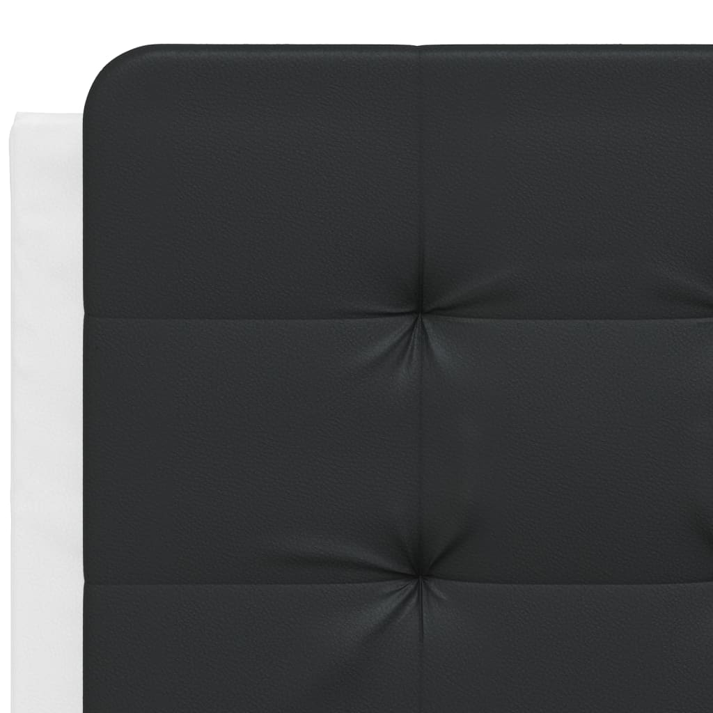Sengeramme med hodegavl hvit og svart 140x190 cm kunstlær