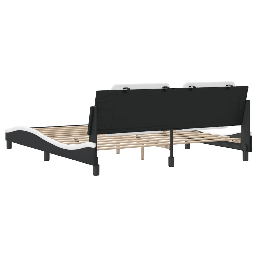 Sengeramme uten madrass Zadar svart og hvit 180x200 cm kunstlær