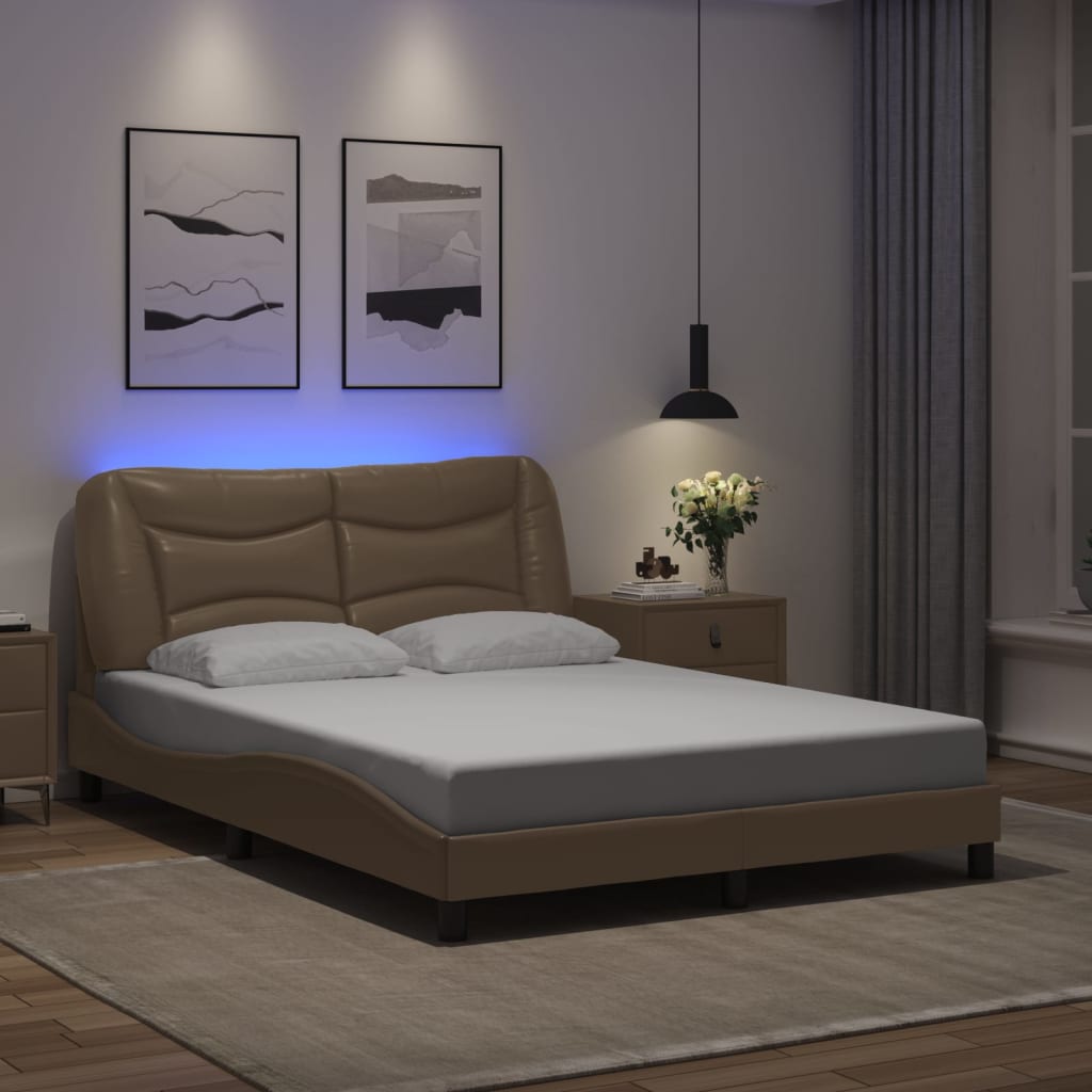Sengeramme med LED uten madrass Hvar cappuccino 140x190 cm