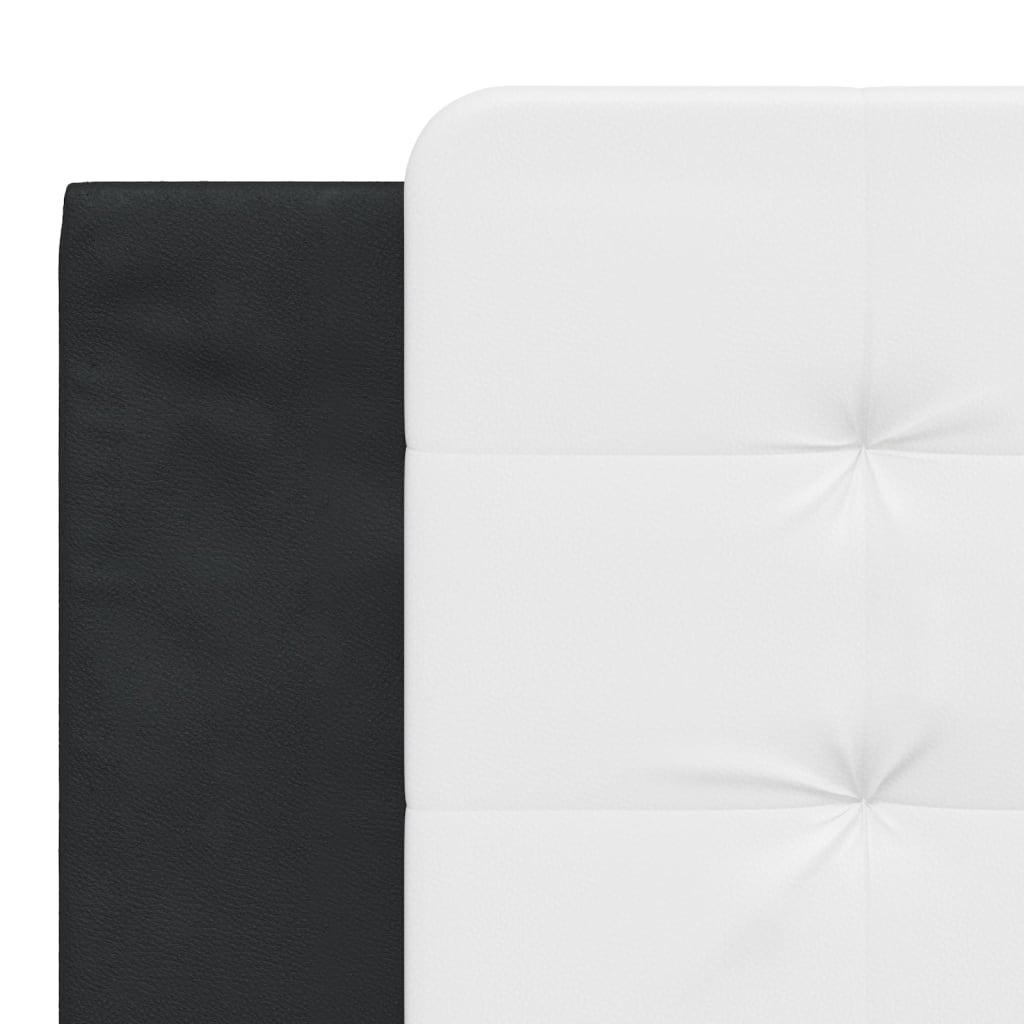Sengeramme med LED-lys svart og hvit 180x200 cm kunstig lær