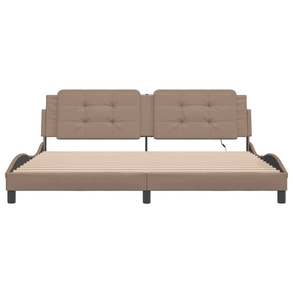 Sengeramme med LED uten madrass Zadar cappuccino 200x200 cm