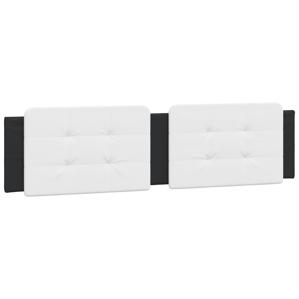 Sengeramme med LED-lys svart og hvit 200x200 cm kunstig lær