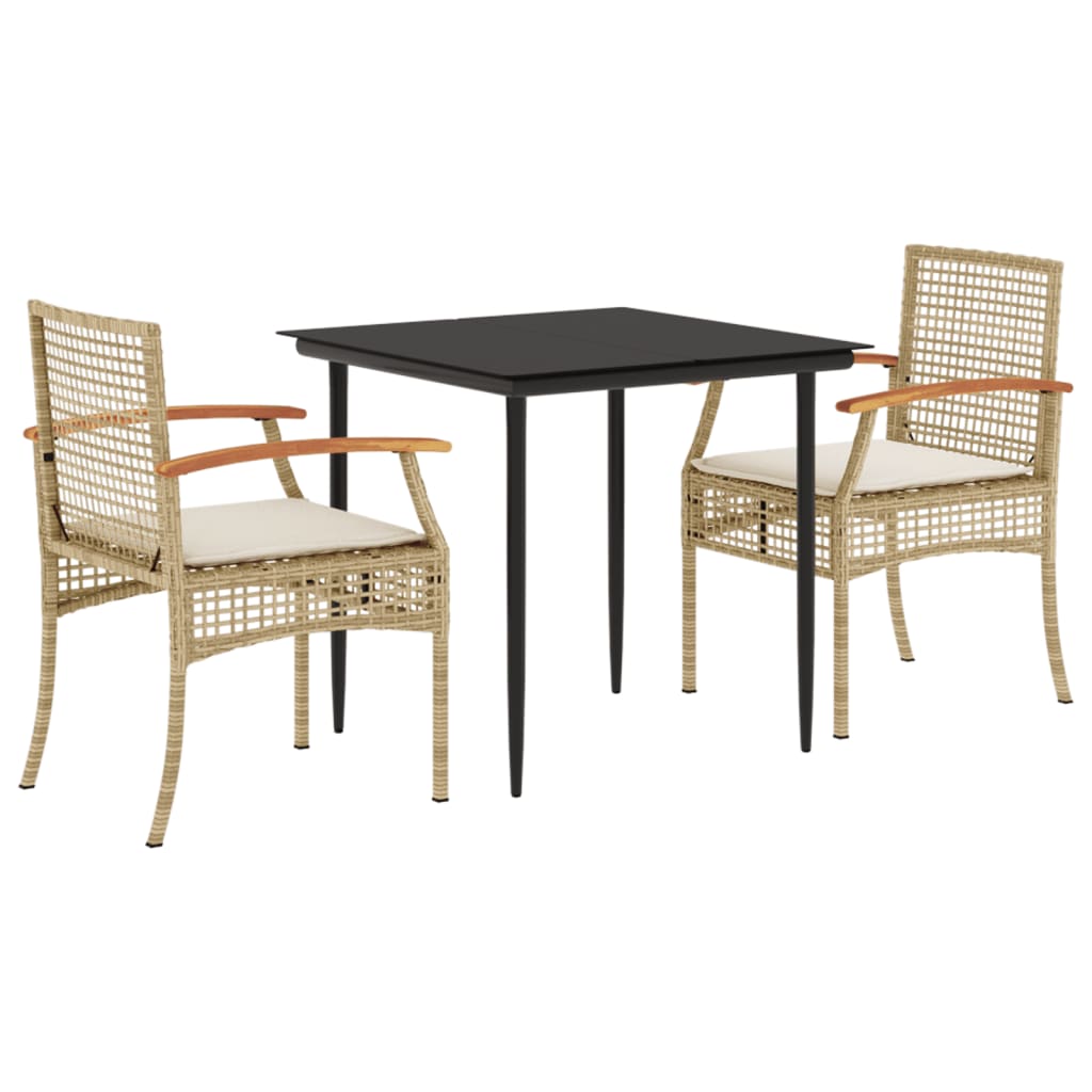Hagespisegruppe med puter 3 deler beige polyrotting