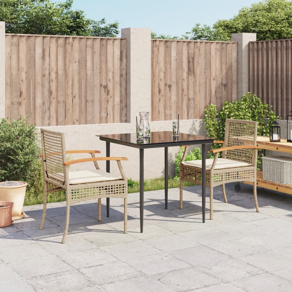 Hagespisegruppe med puter 3 deler beige polyrotting