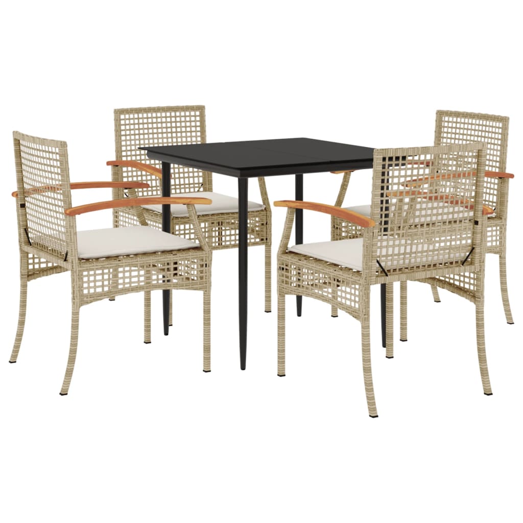 Hagespisegruppe med puter 5 deler polyrotting beige