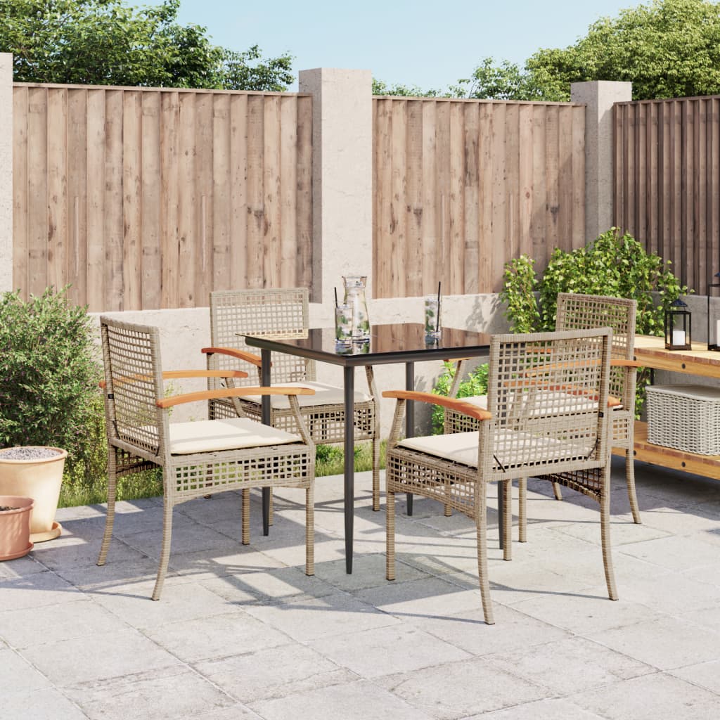 Hagespisegruppe med puter 5 deler polyrotting beige