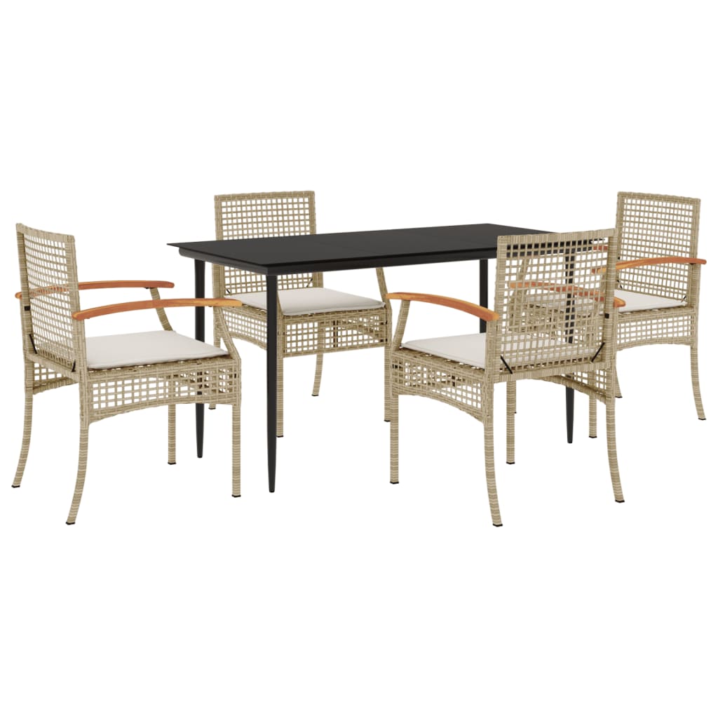 Hagespisegruppe med puter 5 deler polyrotting beige