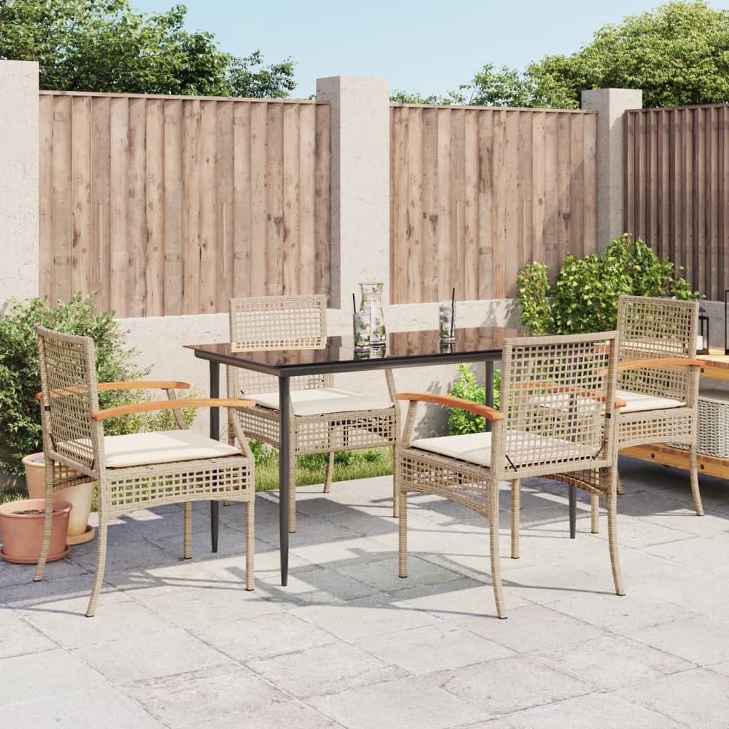 Hagespisegruppe med puter 5 deler polyrotting beige