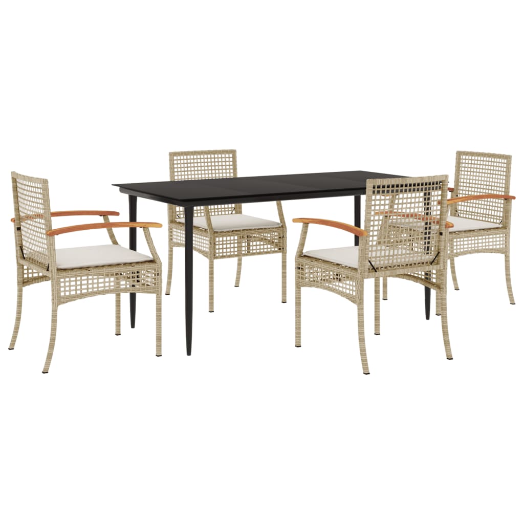 Hagespisegruppe med puter 5 deler polyrotting beige