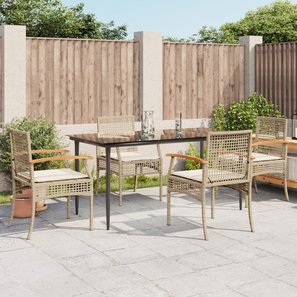 Hagespisegruppe med puter 5 deler polyrotting beige