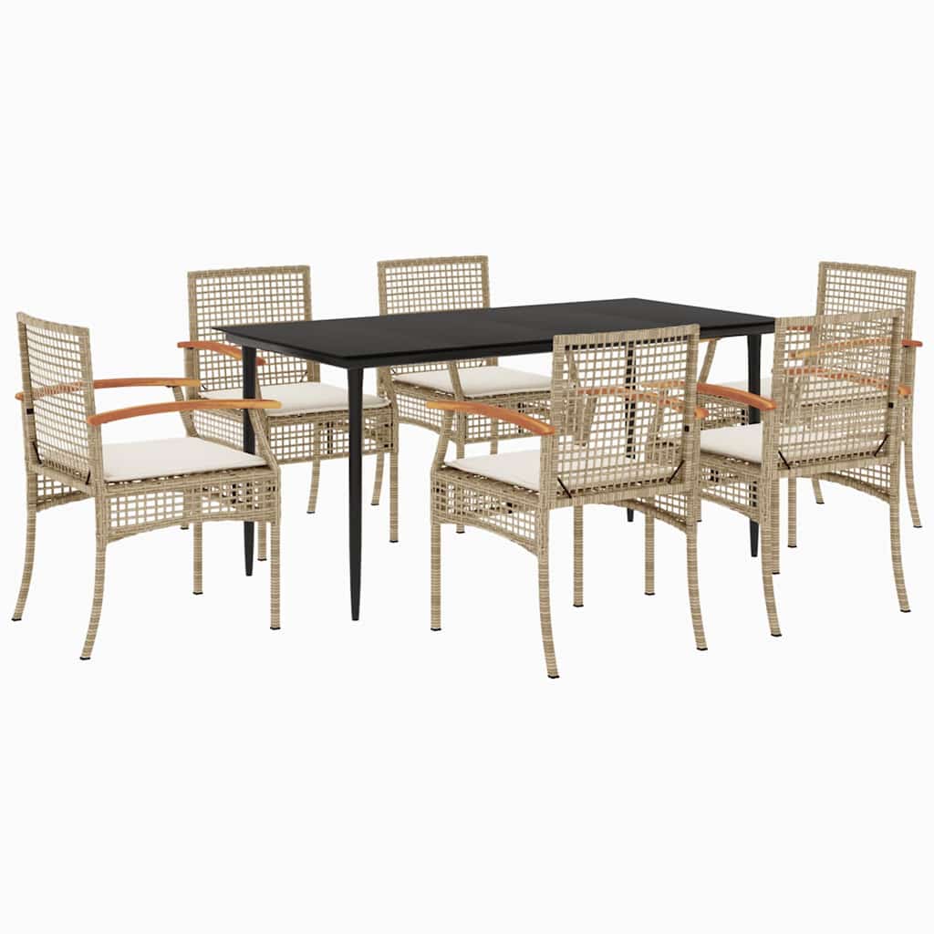 Hagespisegruppe med puter 7 deler polyrotting beige