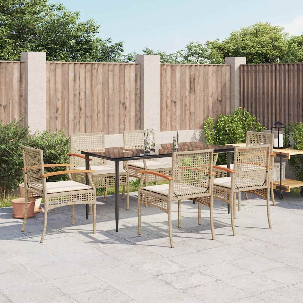 Hagespisegruppe med puter 7 deler polyrotting beige