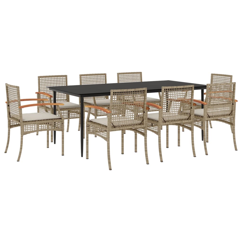 Hagespisegruppe med puter 9 deler polyrotting beige
