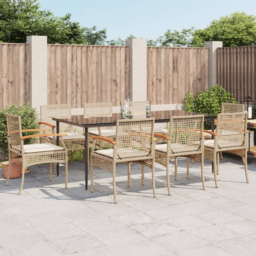 Hagespisegruppe med puter 9 deler polyrotting beige