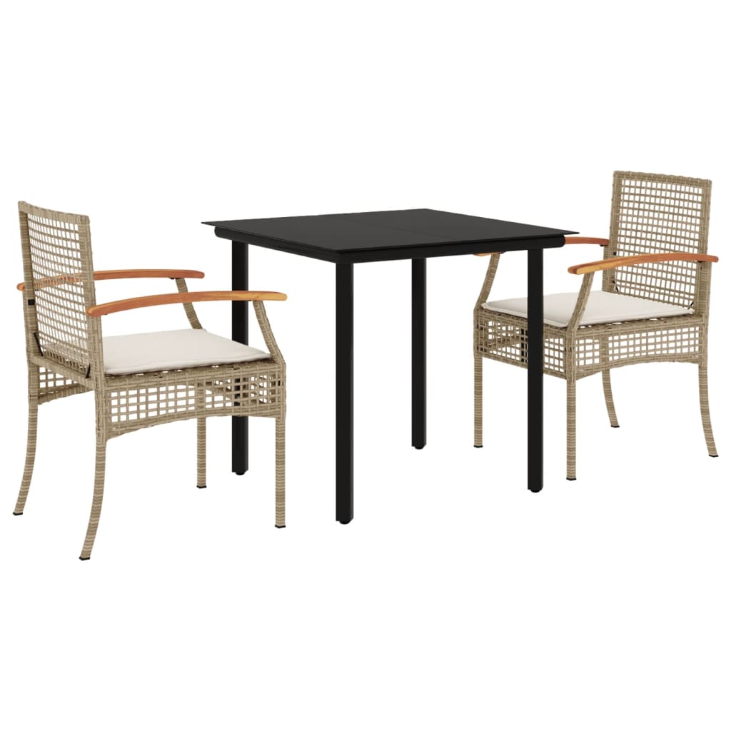 Hagespisegruppe med puter 3 deler beige polyrotting
