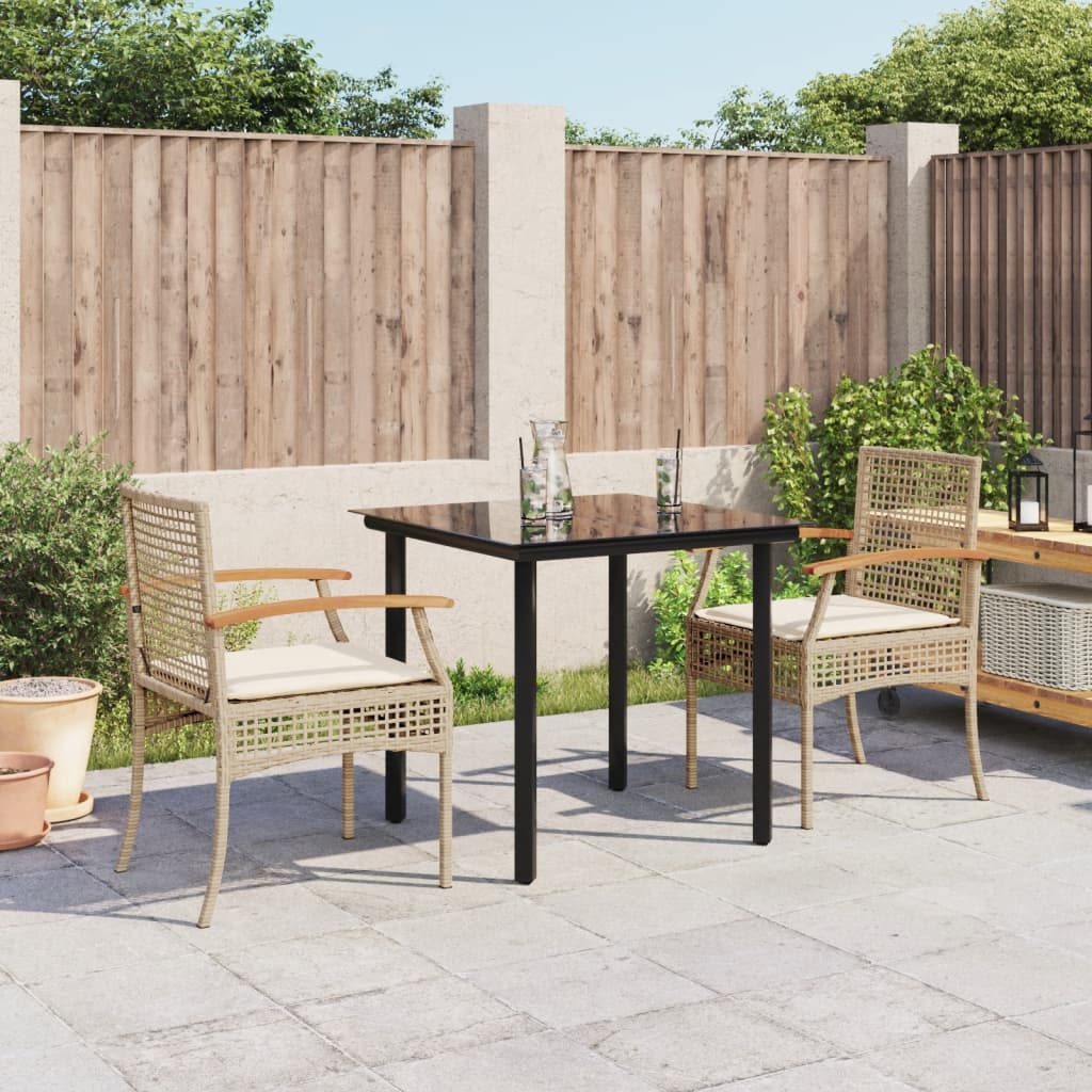 Hagespisegruppe med puter 3 deler beige polyrotting