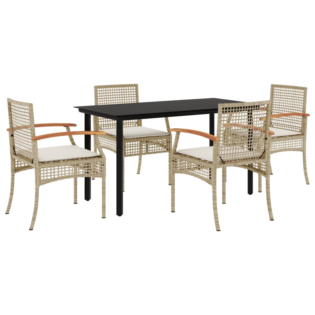 Hagespisegruppe med puter 5 deler polyrotting beige