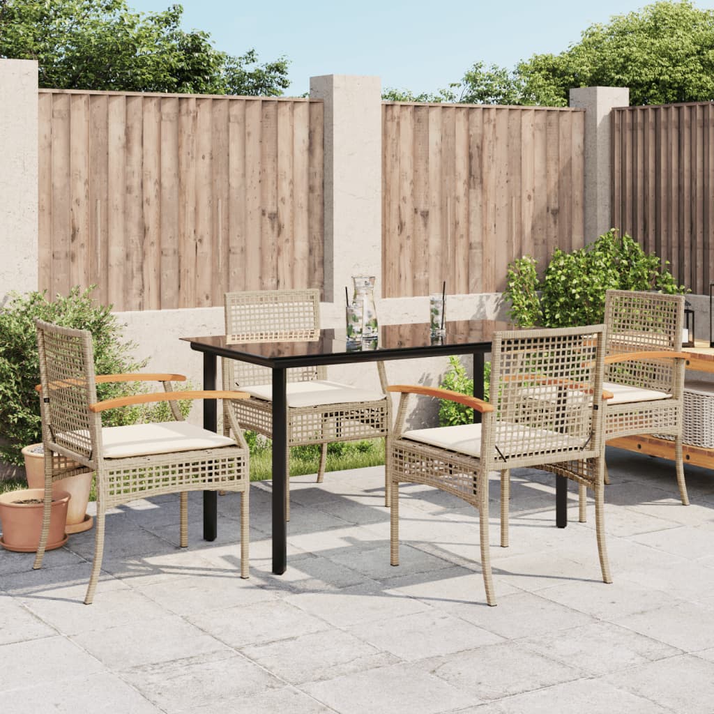 Hagespisegruppe med puter 5 deler polyrotting beige