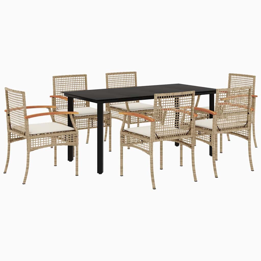 Hagespisegruppe med puter 7 deler polyrotting beige
