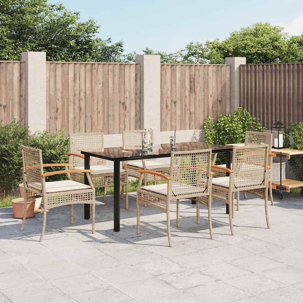 Hagespisegruppe med puter 7 deler polyrotting beige