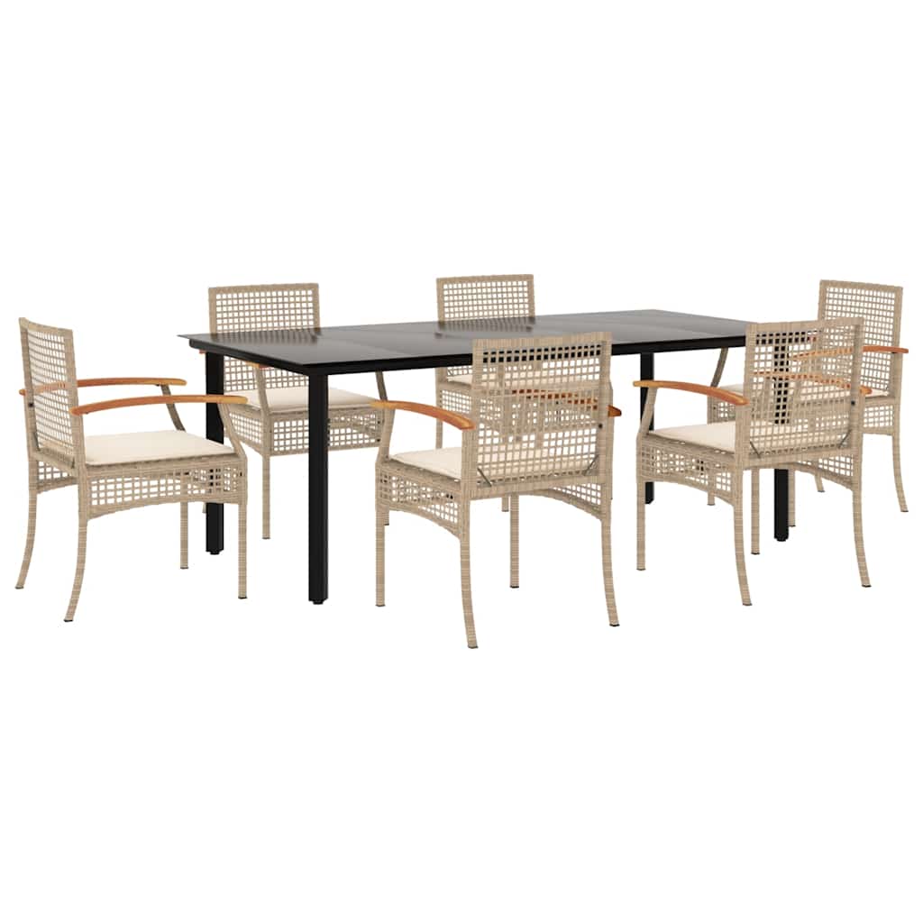 Hagespisegruppe med puter 7 deler polyrotting beige