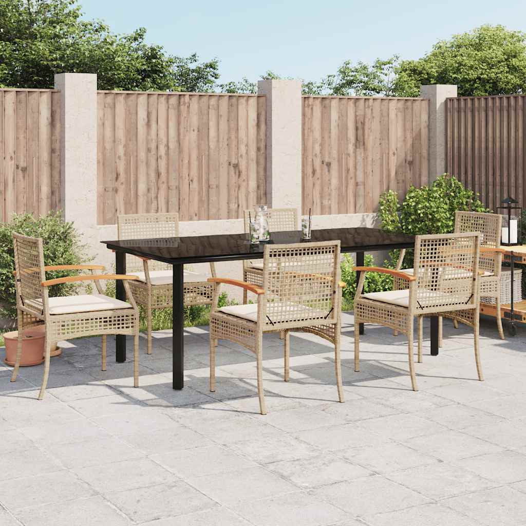 Hagespisegruppe med puter 7 deler polyrotting beige