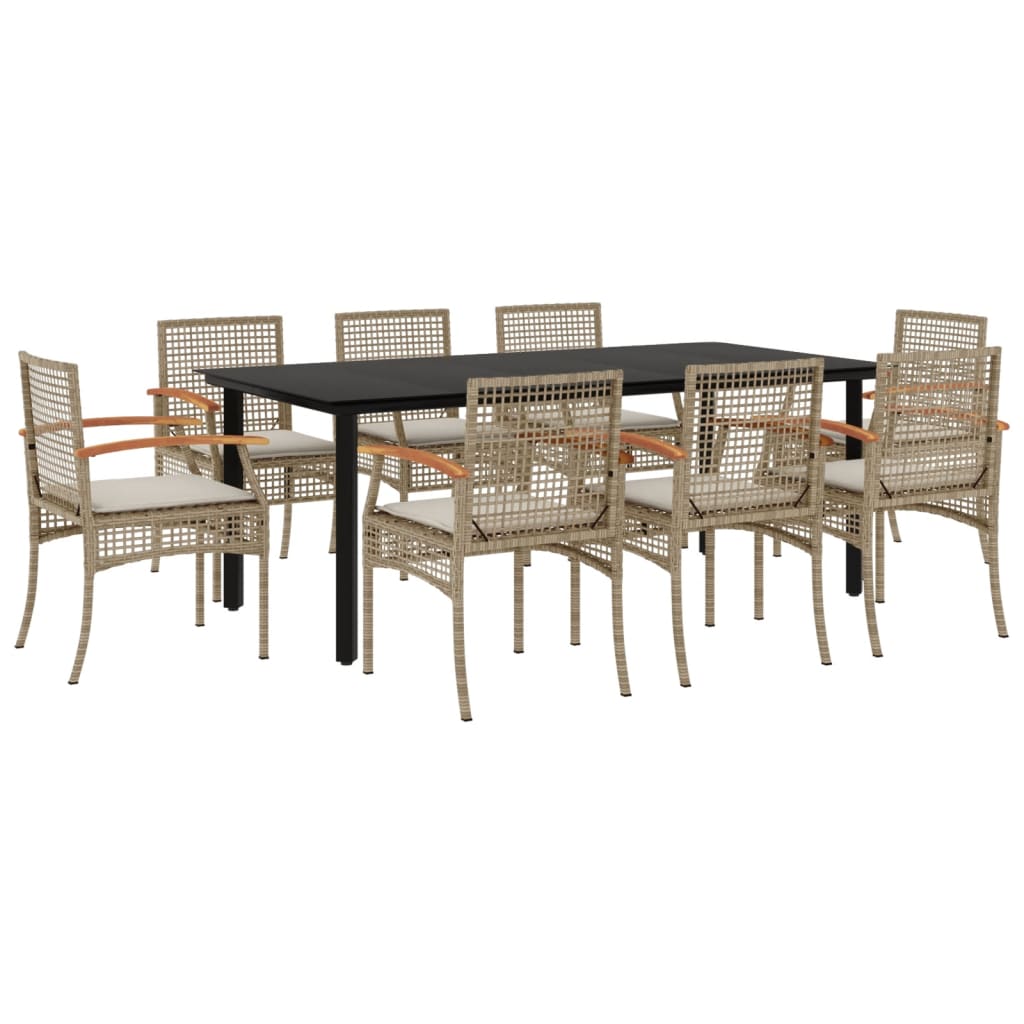 Hagespisegruppe med puter 9 deler polyrotting beige