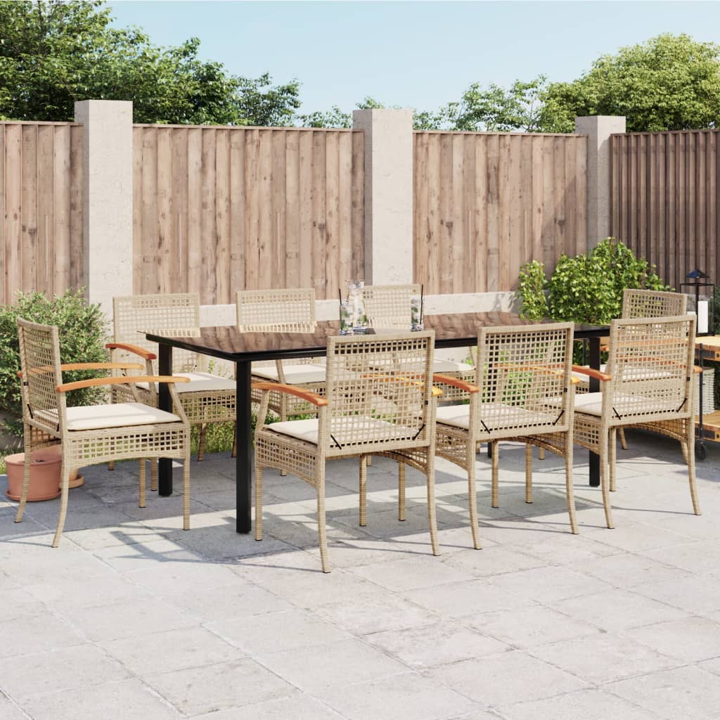 Hagespisegruppe med puter 9 deler polyrotting beige