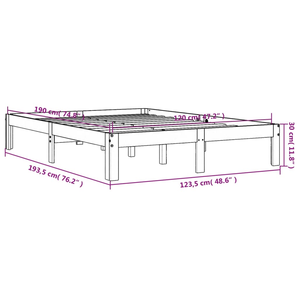 Sengeramme uten madrass voksbrun 120x190 cm heltre furu