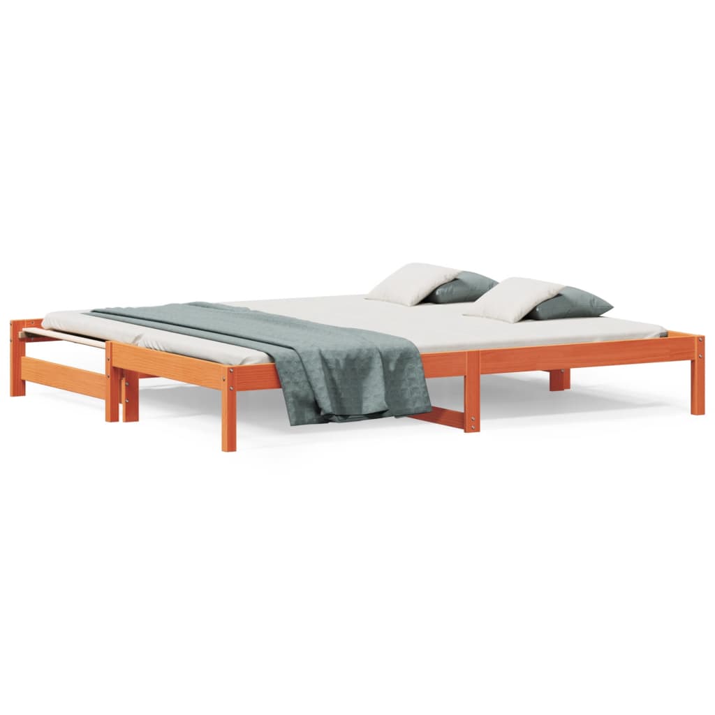 Uttrekkbar dagseng voksbrun 80x200 cm heltre furu