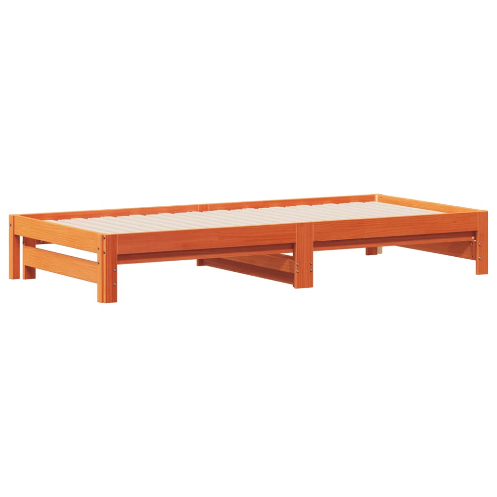 Uttrekkbar dagseng voksbrun 80x200 cm heltre furu