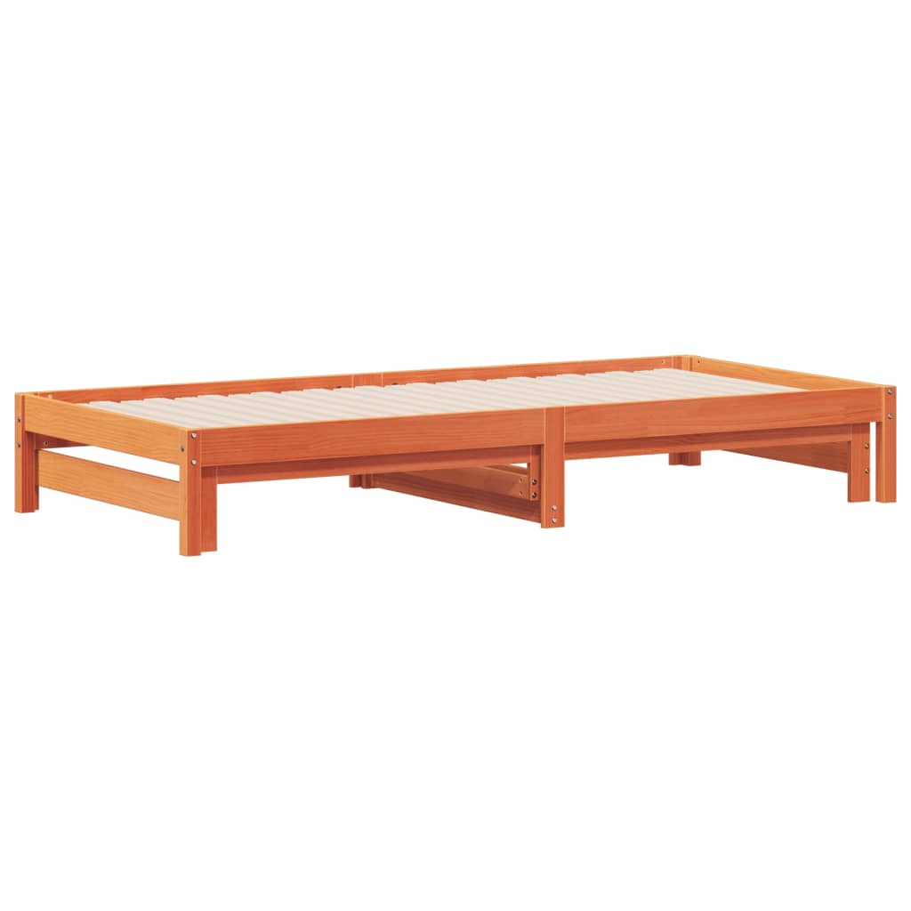 Uttrekkbar dagseng voksbrun 90x190 cm heltre furu