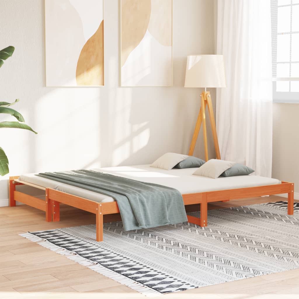 Uttrekkbar dagseng voksbrun 90x190 cm heltre furu