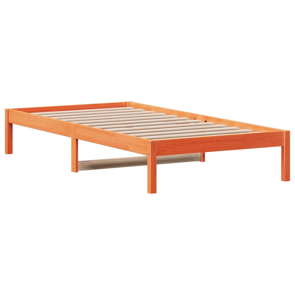 Seng med madrass voksbrun 90x200 cm heltre furu