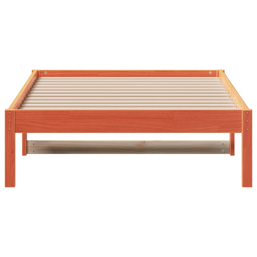 Seng med madrass voksbrun 90x200 cm heltre furu
