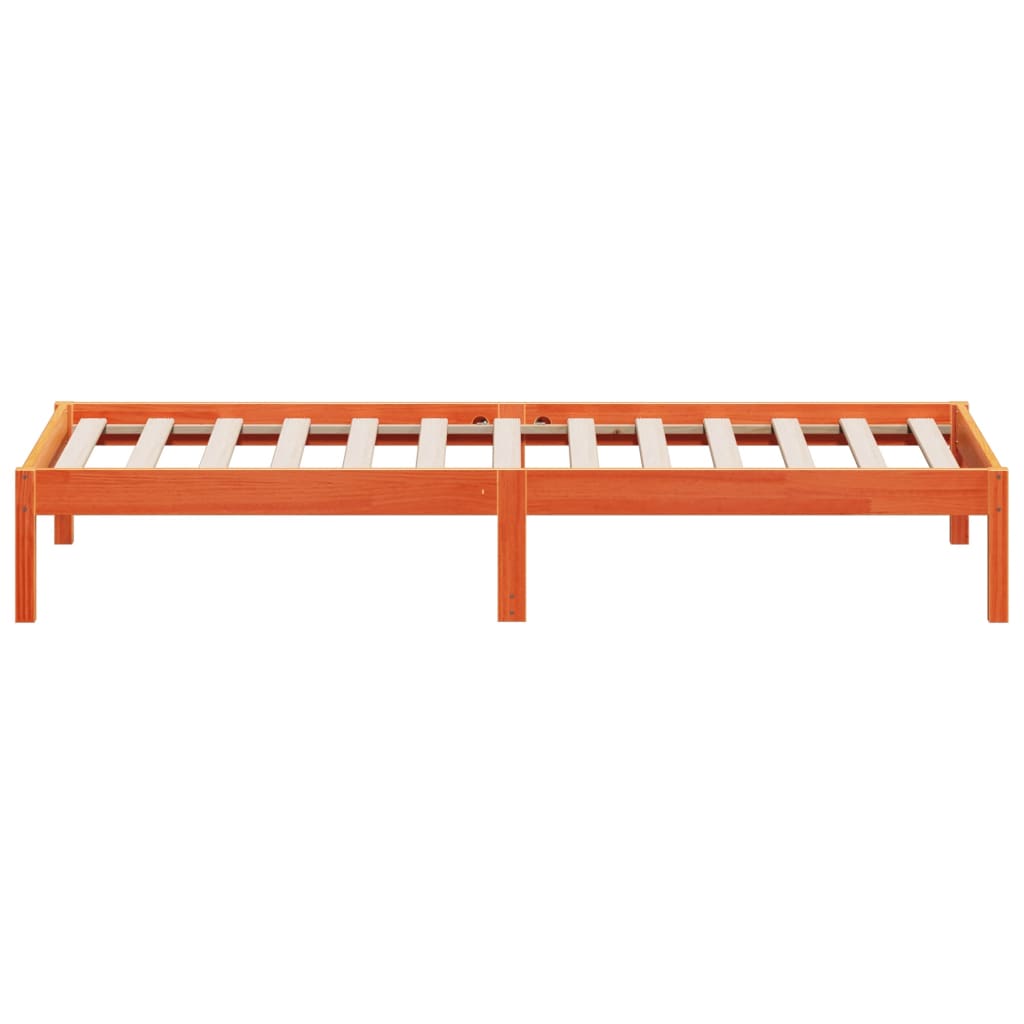 Seng med madrass voksbrun 90x200 cm heltre furu