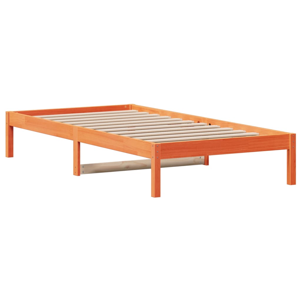 Seng med madrass voksbrun 90x200 cm heltre furu