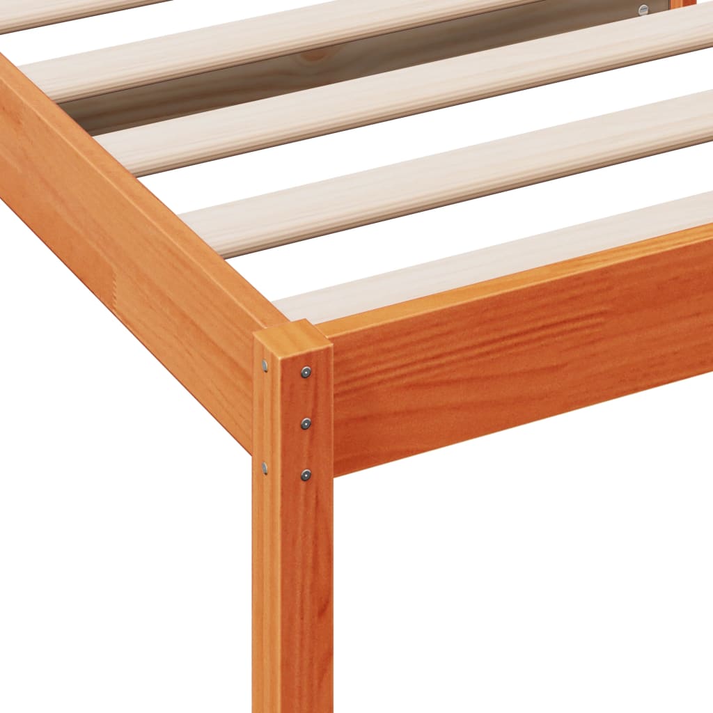 Seng med madrass voksbrun 90x200 cm heltre furu