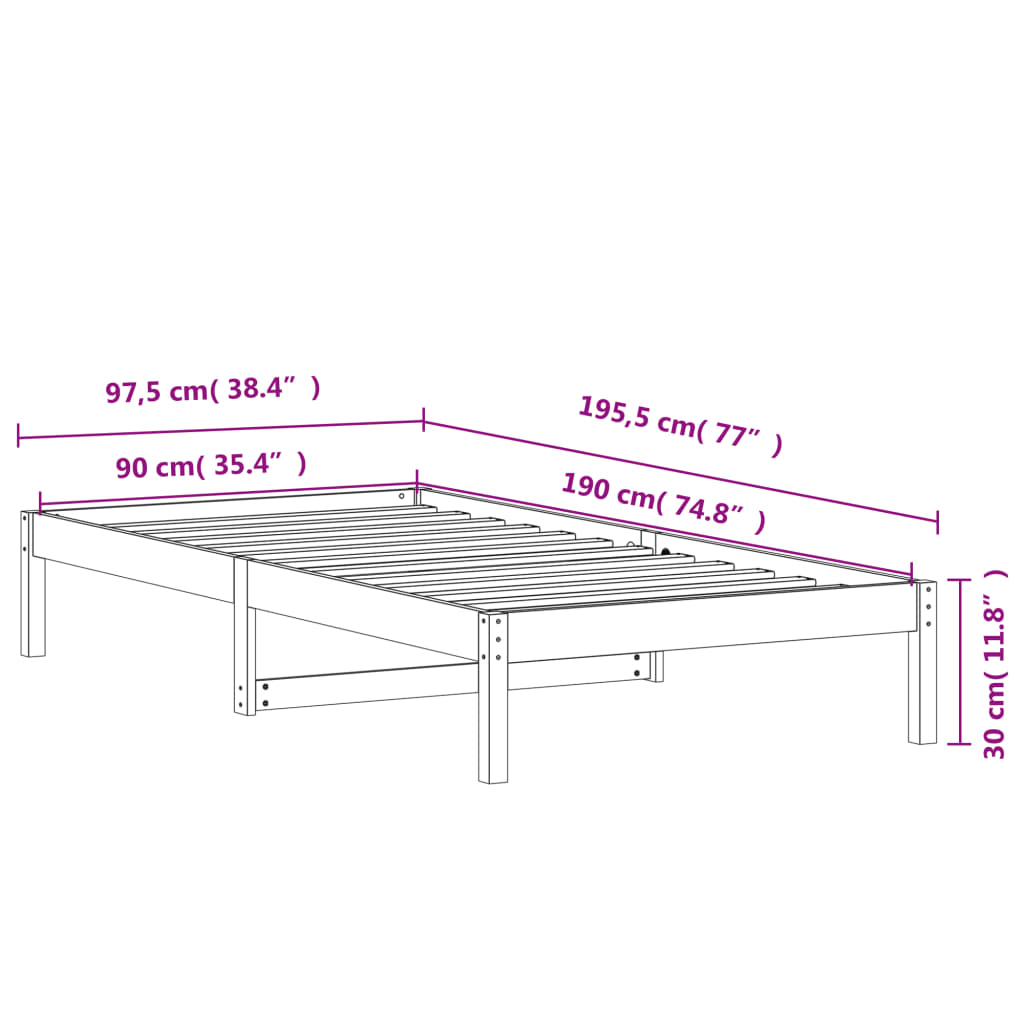 Dagseng uten madrass voksbrun 90x190 cm heltre furu