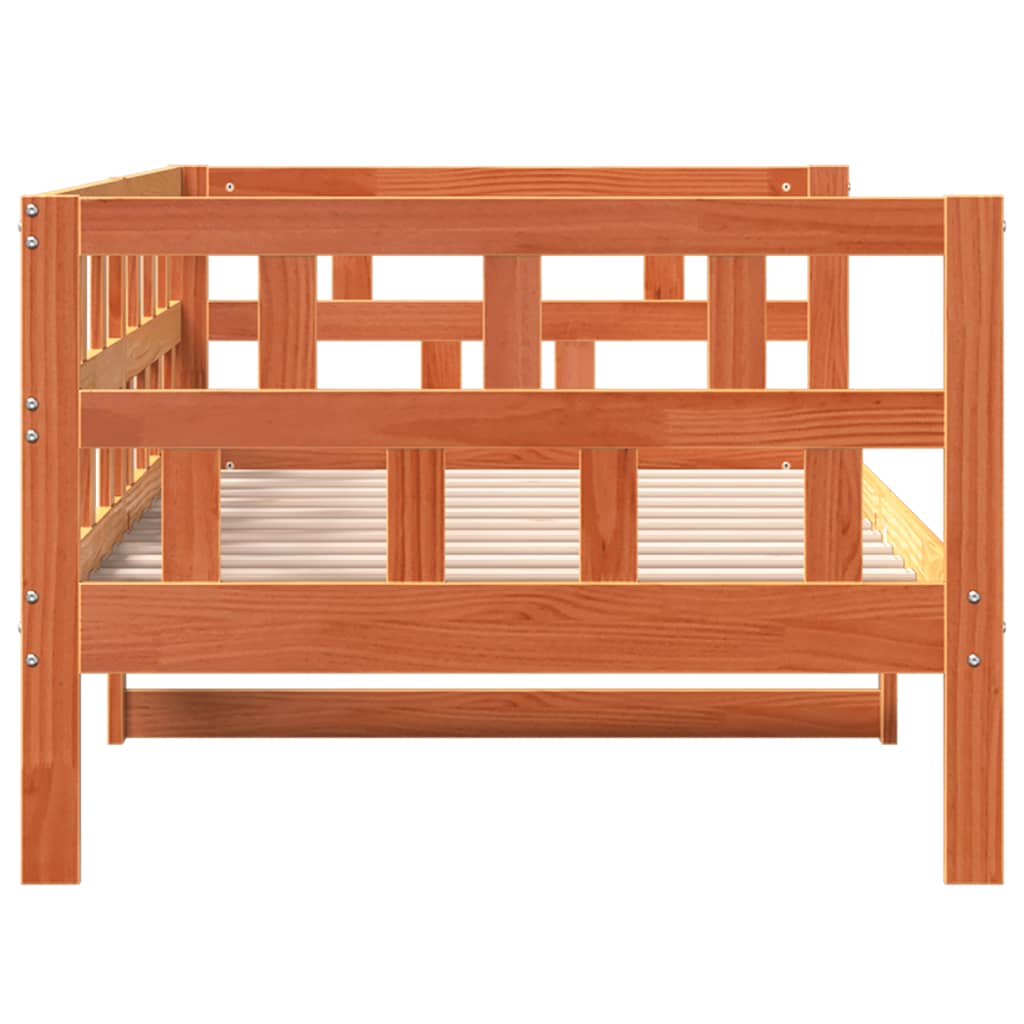 Seng med madrass voksbrun 90x200 cm heltre furu