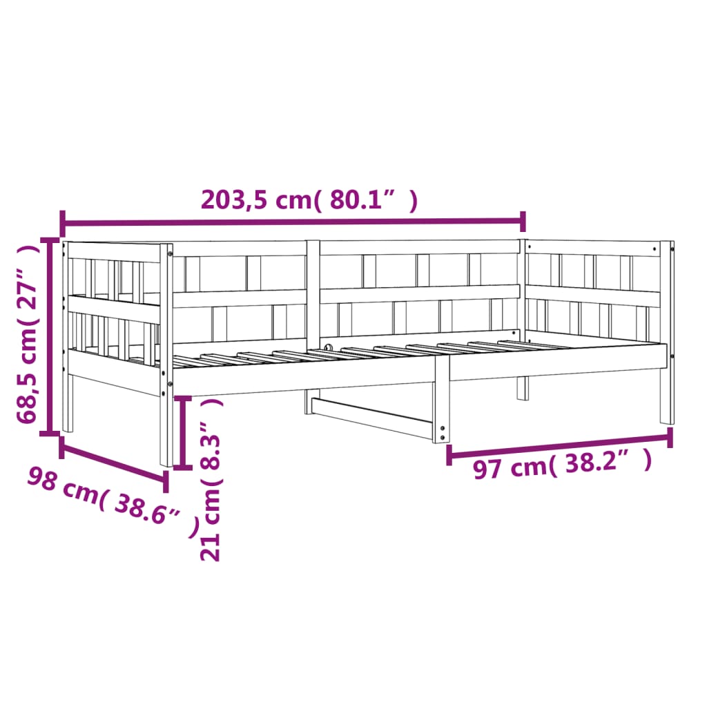 Seng med madrass voksbrun 90x200 cm heltre furu