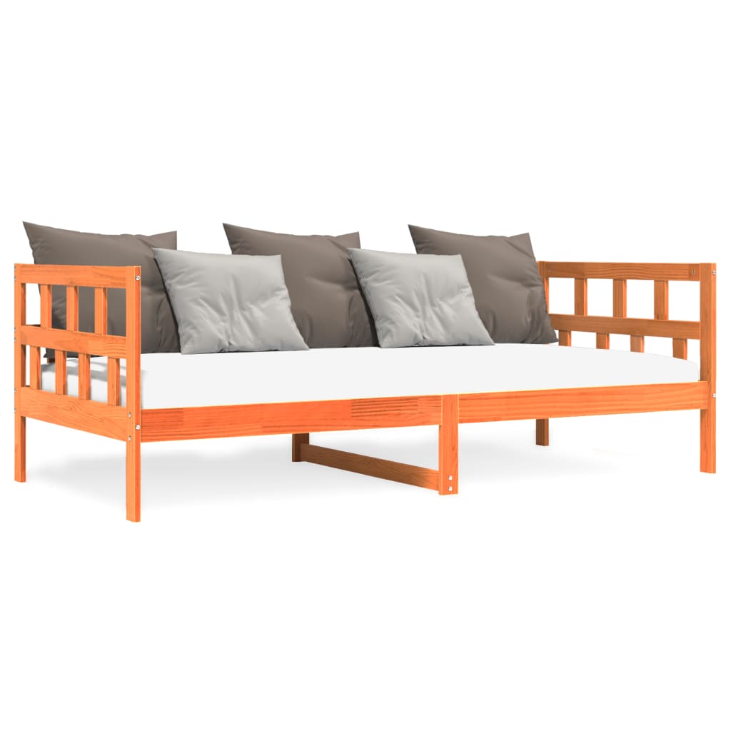 Seng med madrass voksbrun 90x200 cm heltre furu