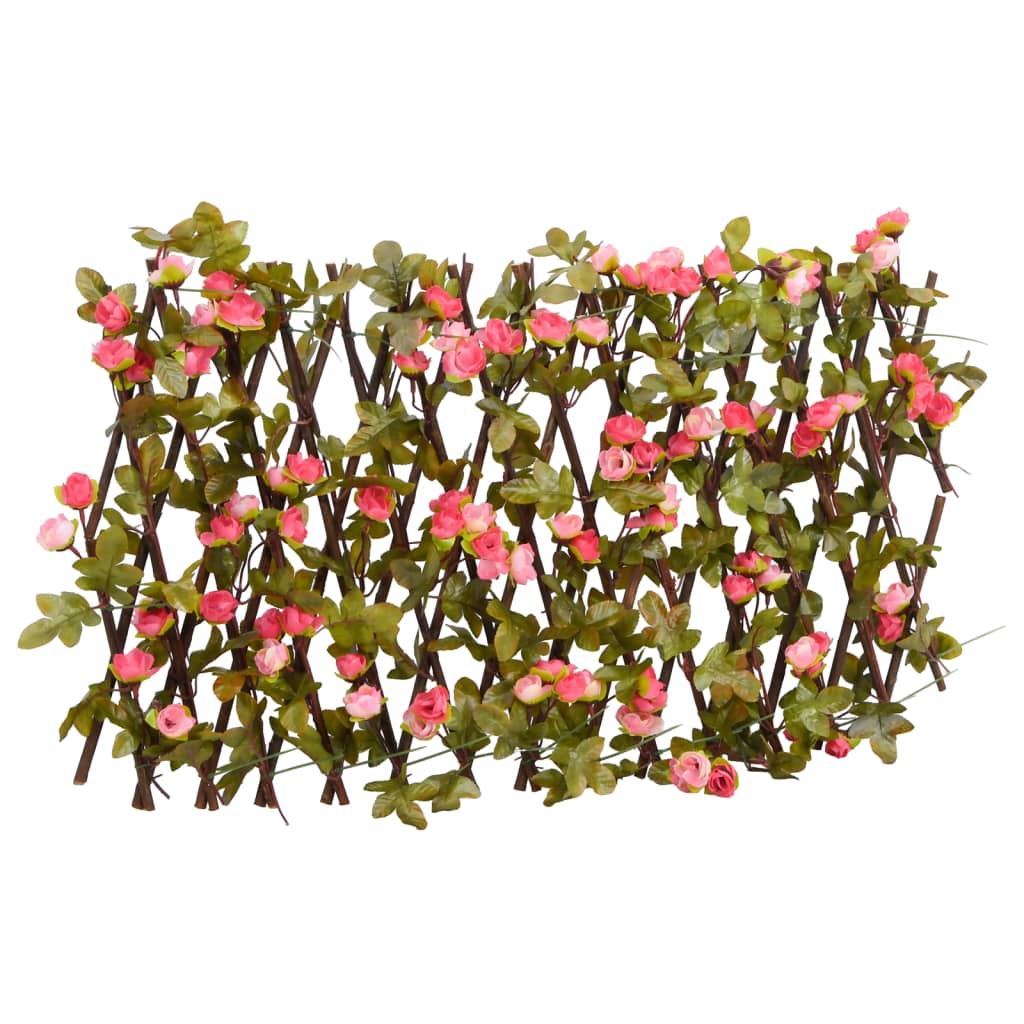  Utvidbart espalier med kunstig eføy mørkerosa grønn 180x20 cm