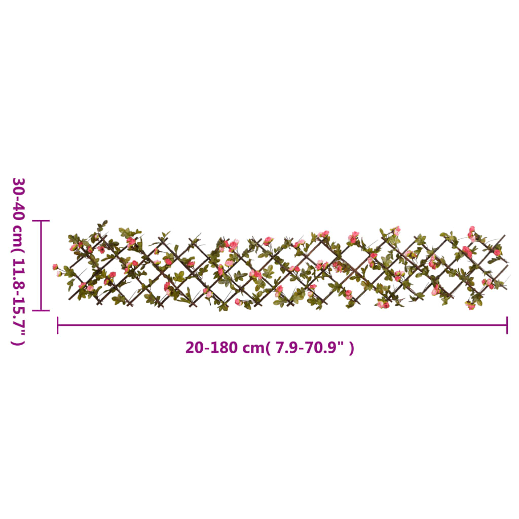  Utvidbart espalier med kunstig eføy mørkerosa grønn 180x20 cm
