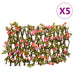  Utvidbart espalier med kunstig eføy 5 stk mørkerosa 180x20 cm