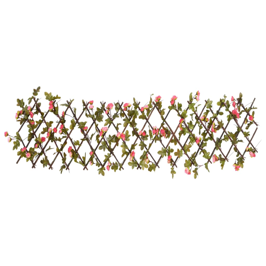  Utvidbart espalier med kunstig eføy 5 stk mørkerosa 180x20 cm