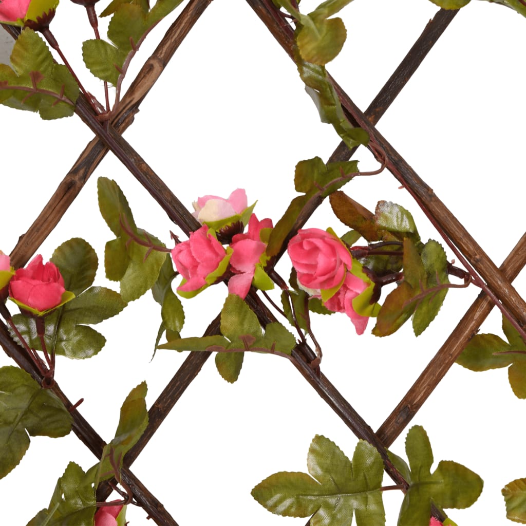  Utvidbart espalier med kunstig eføy 5 stk mørkerosa 180x20 cm