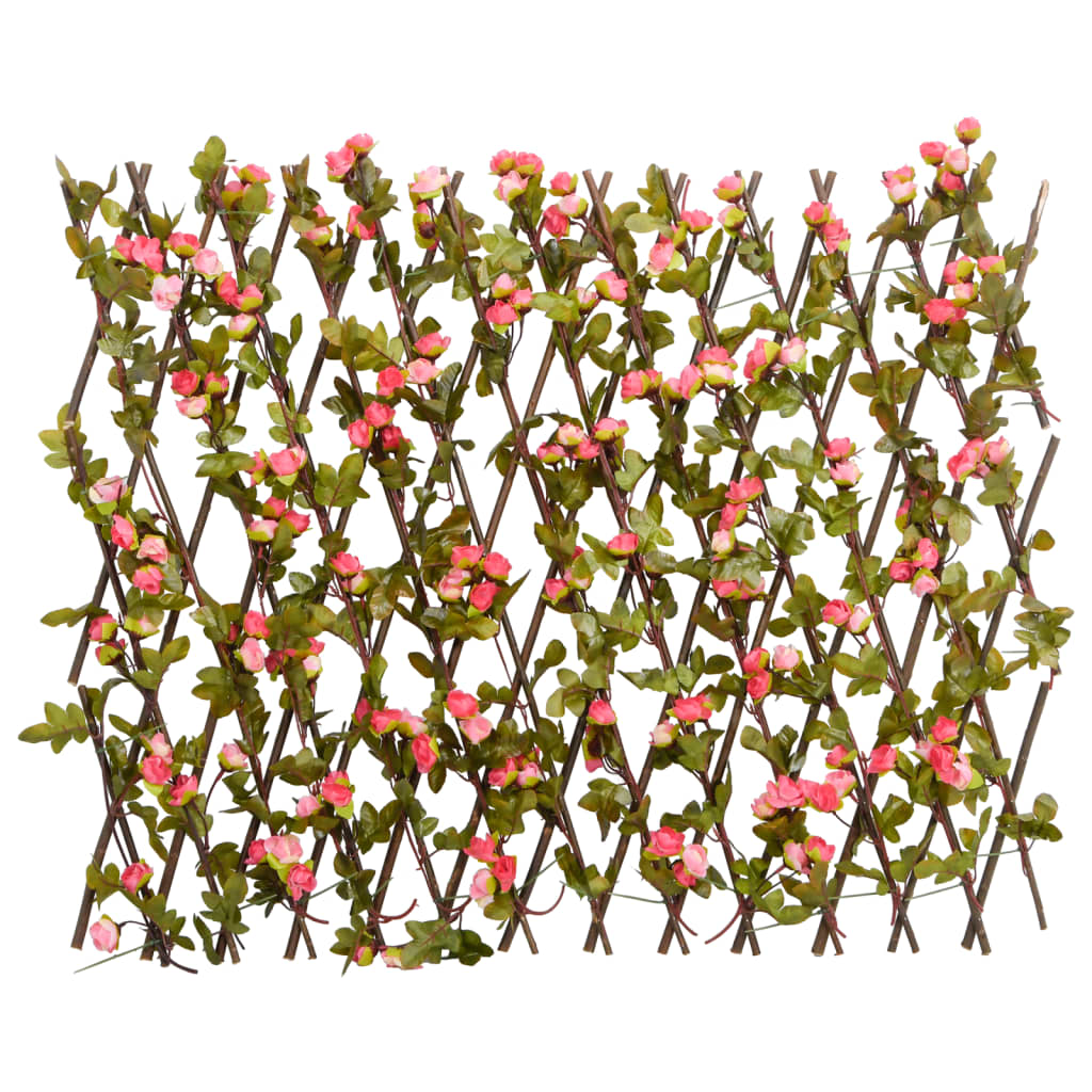  Utvidbart espalier med kunstig eføy mørkerosa grønn 180x60 cm