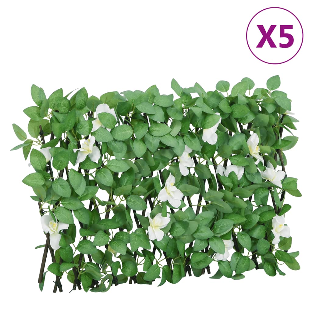 Utvidbart espalier med kunstig eføy grønn 5 stk 180x30 cm