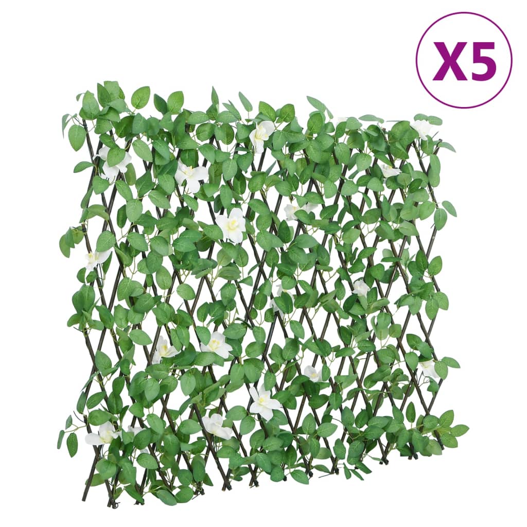 Utvidbart espalier med kunstig eføy grønn 5 stk 186x30 cm vidaXL